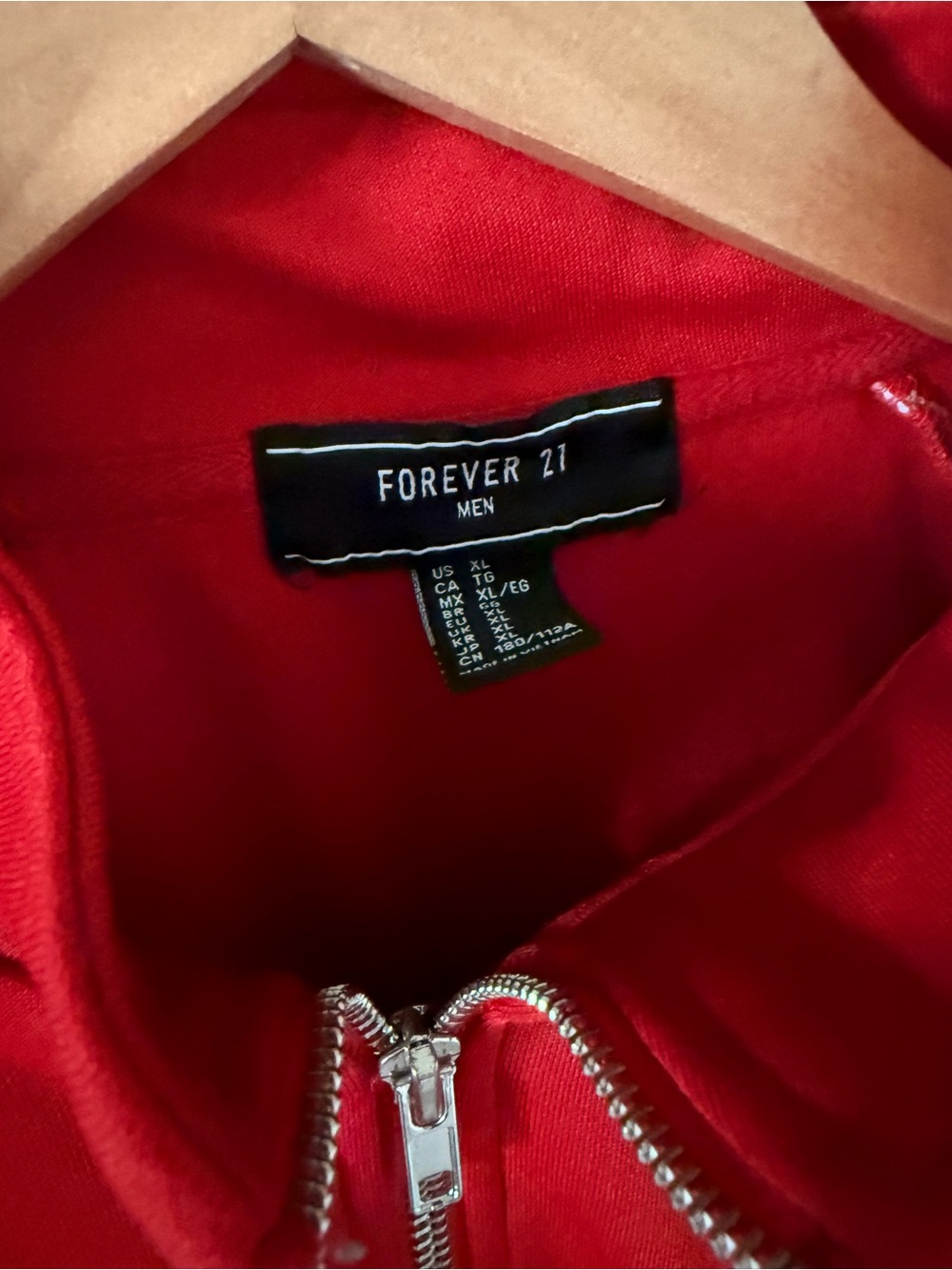 Forever 21 Red Track Bomber Jacket with White & Navy Stripes - Picture 3 of 6